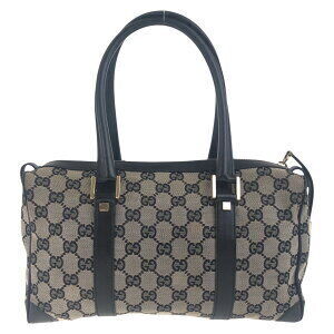 Gucci Boston Black GG Bag Leather Canvas Gray